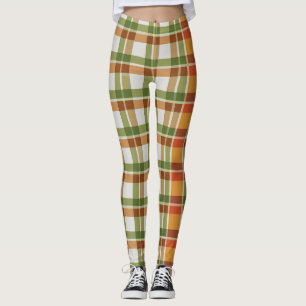 Grönt Orange Gingham Leggings