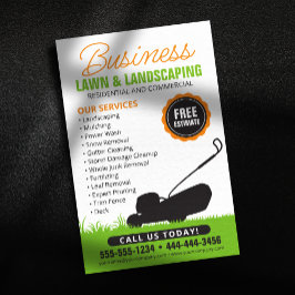 Grönt Orange Gräsmatta Landscaping Service Lawncar Flygblad