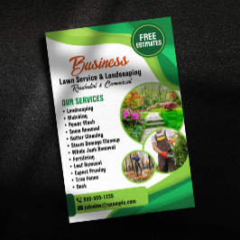 Grönt & Orange Lawncare Landscaping & Gräsmatta Se Flygblad
