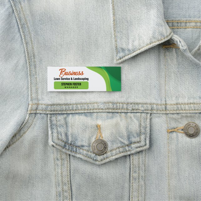 Grönt & Orange Lawncare Landscaping & Gräsmatta Se Namnbricka (På plats)