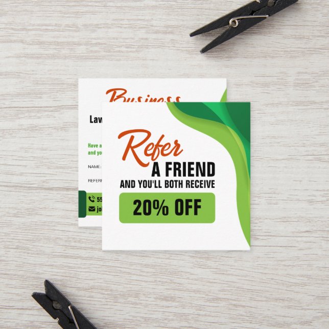 Grönt & Orange Lawncare Landscaping & Gräsmatta Se Rabattkort (Fram/Back In Situ)