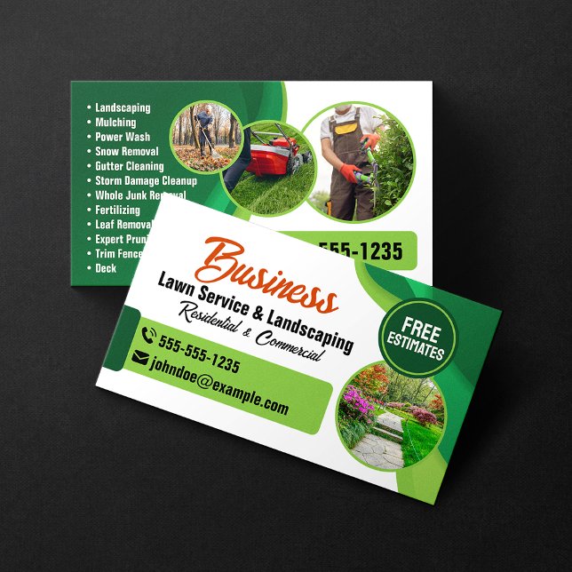Grönt & Orange Lawncare Landscaping & Gräsmatta Se Visitkort (Skapare uppladdad)