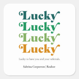 Grönt & Orange Lucky St. Patrick's Day Marknadsför Fyrkantigt Klistermärke