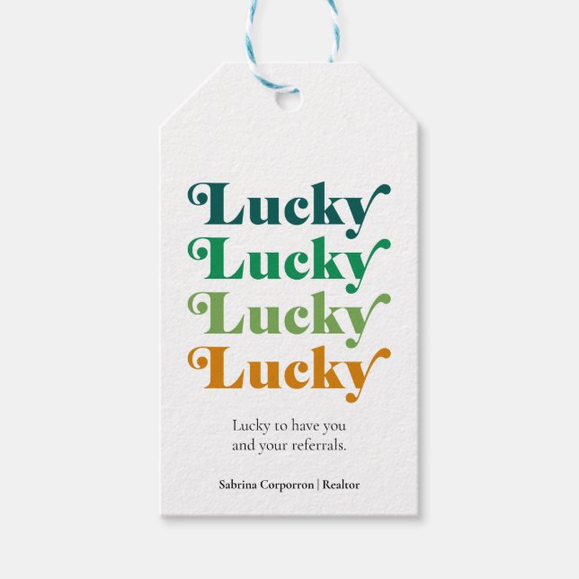 Grönt & Orange Lucky St. Patrick's Day Marknadsför Presentetikett (Framsidan)