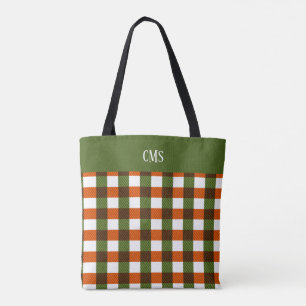Grönt, Orange, Monogram-tote för vit penna Tygkasse