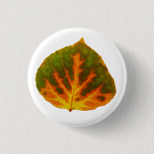Grönt Orange och Gult Aspen Löv #1 Knapp