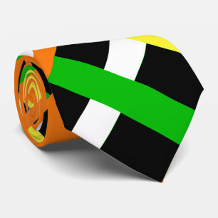 Grönt, Orange och Gult - Modern Mönster Slips