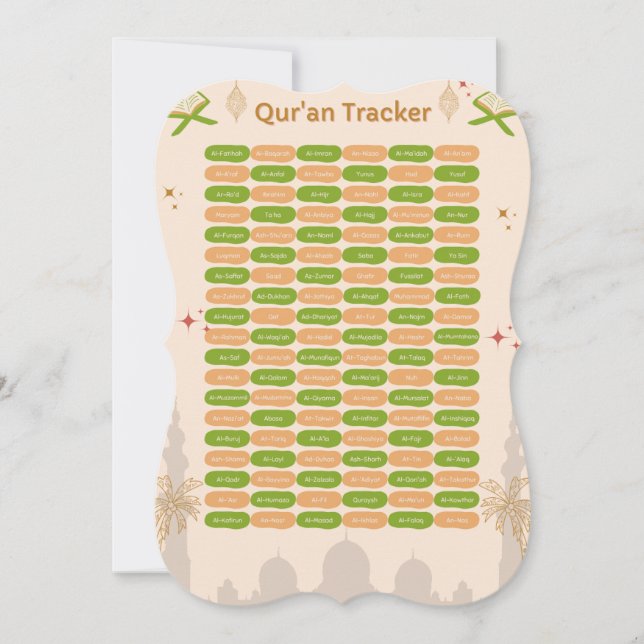 Grönt Orange Pastel Quran Surah Tracker (Framsida)