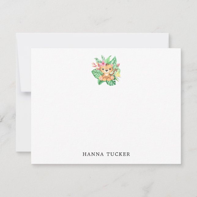 Grönt Orange Rosa Cute Baby Tiger-platta antecknin Anteckningskort (Framsida)