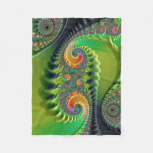 Grönt Orange Spiral Bra Fractal Art Fleecefilt