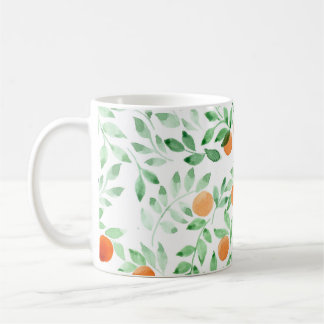 Grönt Orange Tangerine Provence Watercolor Kaffemugg