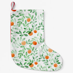 Grönt Orange Tangerine Provence Watercolor Liten Julstrumpa