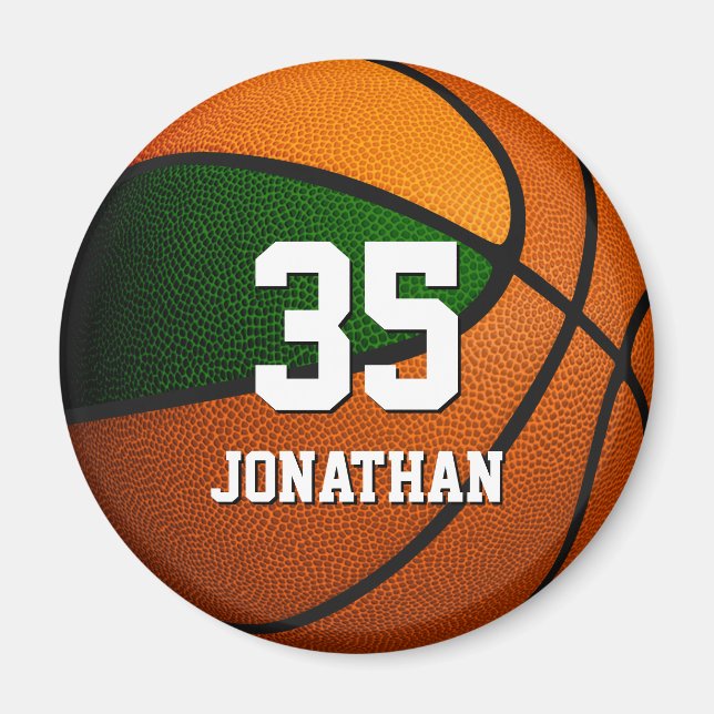 grönt orange Team färg killflickor basketboll Magnet (Framsidan)