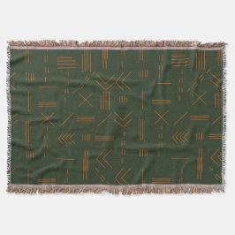 Grönt orange Terracotta Gorgous Geometric Mönster Filt