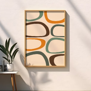 Grönt, Orange, Umber, Modern Abstrakt i mitten av  Poster