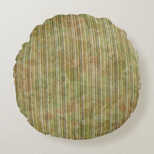 GRÖNT & ORANGE VATTENFÄRGHYDRANGEAS & RAND RUND KUDDE (Framsidan)