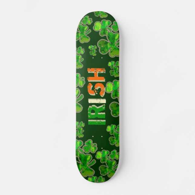 Grönt Orange White Irish Flagga Shamrock Skateboar Old School Skateboard Bräda 18 Cm (Framsida)