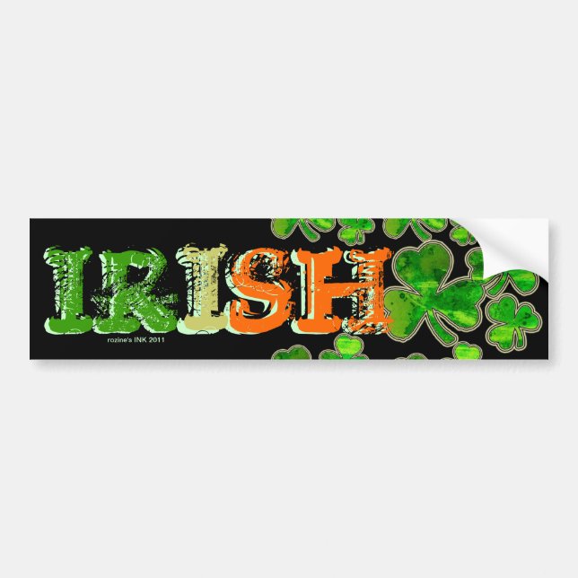 Grönt Orange White Irish Shamrock Bumper Sticker Bildekal (Framsidan)