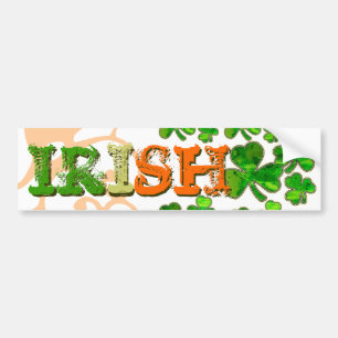 Grönt Orange White Irish Shamrock Bumper Sticker Bildekal