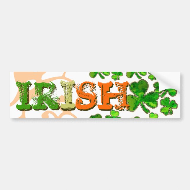 Grönt Orange White Irish Shamrock Bumper Sticker Bildekal (Framsidan)
