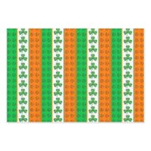 GRÖNT ORANGE WHITE IRISH SHAMROCKS STARS