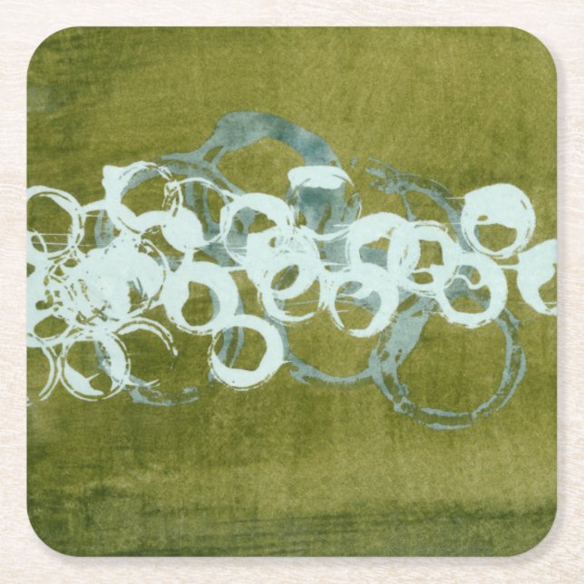 Grönt Orbs I Underlägg Papper Kvadrat (Framsidan)