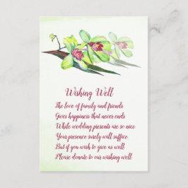 Grönt Orchid Marsala Bröllop Wishing well Card Tilläggskort