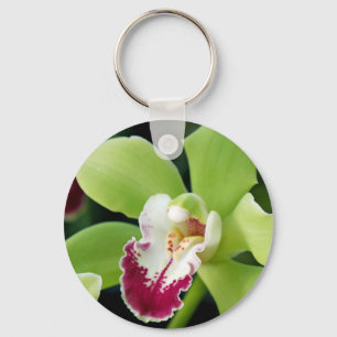 Grönt Orchid Nyckelring
