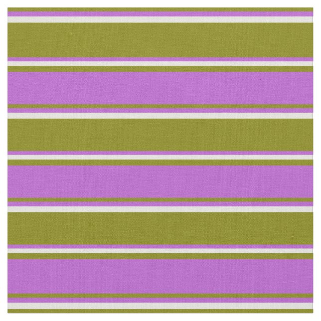 Grönt, Orchid och Beige Färgad Stripe Mönster Tyg (Närbild)