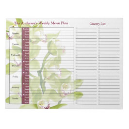 Grönt Orchid Personlig Meal Planner för måltider v Anteckningsblock