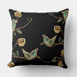 Grönt Oriole\Guld Löv Embroized\Dekorativ kudde