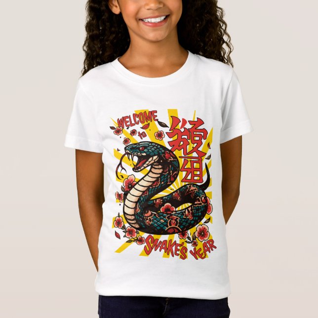 Grönt-orm-animerad stil-kinesisk nyår t shirt (Framsida)