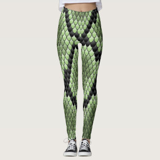 Grönt Ormfjäll Mönster Reptil Textur Grafik Leggings