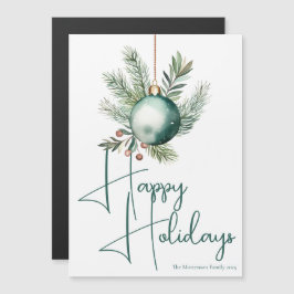 Grönt Ornament Trendig Glad helg Magnet Card
