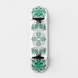 Grönt Ornamental Arabesque Mini Skateboard Bräda 18,5 Cm