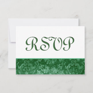 Grönt OSA Grunge Damask Wedding Kort