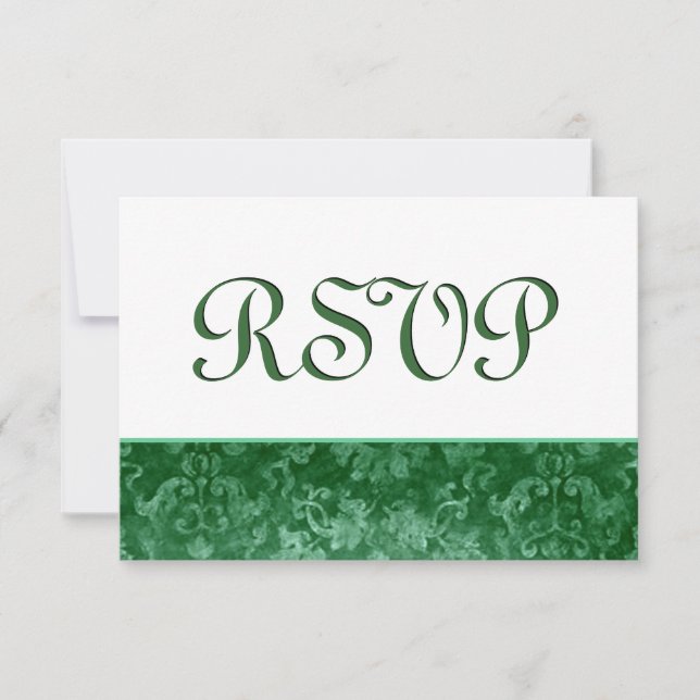 Grönt OSA Grunge Damask Wedding Kort (Framsida)