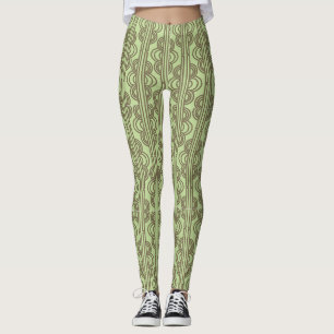 Grönt Oval-kedjor Leggings