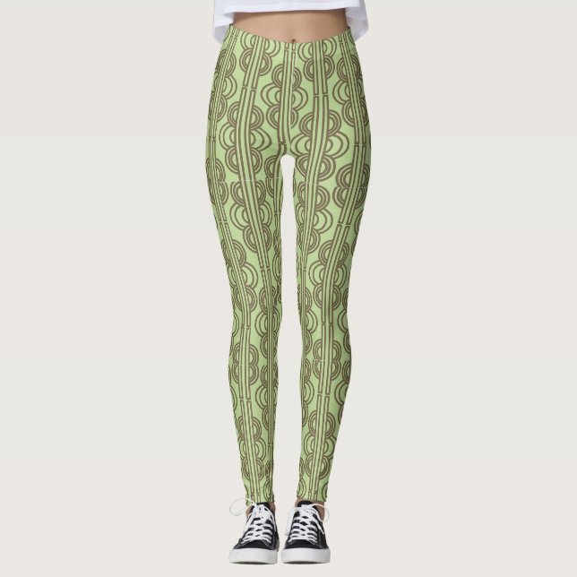 Grönt Oval-kedjor Leggings (Framsida)