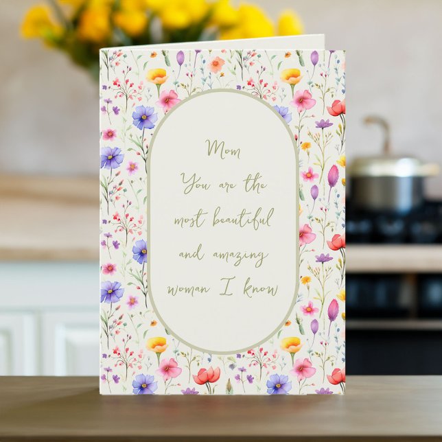 Grönt Oval Mors dag Helgkort (Mother's Day Card from my Mother's Day Wildflower Collection)