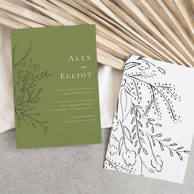 Grönt - överflödig Bouquet-bröllopsinbjudan Spara Datumet (Skapare uppladdad)