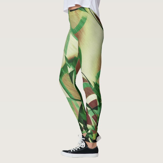 Grönt på brun, förstorad bild leggings (Vänster)