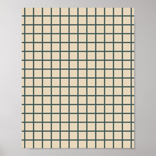 Grönt på Cream Grid Poster (Framsidan)