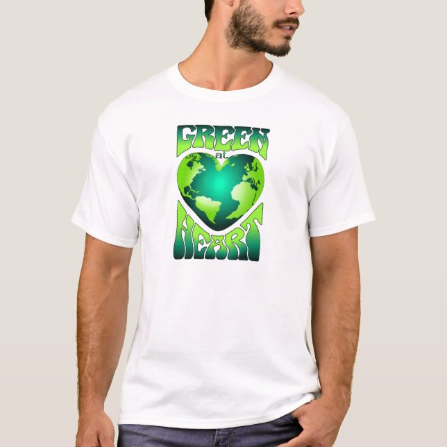 GRÖNT PÅ HEART Eco-miljövänlig Retro T Shirt (Framsida)
