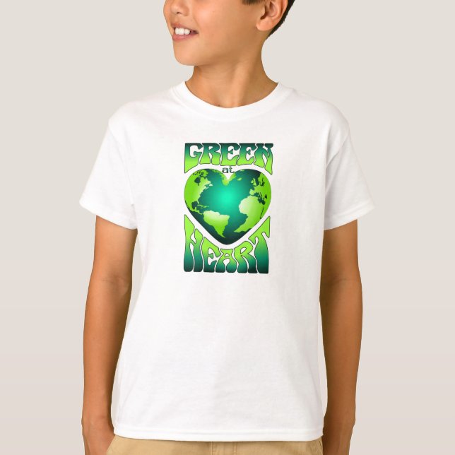 GRÖNT PÅ HEART Eco-miljövänlig Retro T Shirt (Framsida)