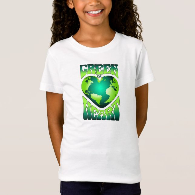GRÖNT PÅ HEART Eco-miljövänlig Retro T Shirt (Framsida)