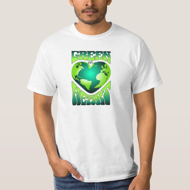 GRÖNT PÅ HEART Eco-miljövänlig Retro T Shirt (Framsida)