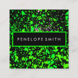 Grönt på svart färgplatta fyrkantigt visitkort
