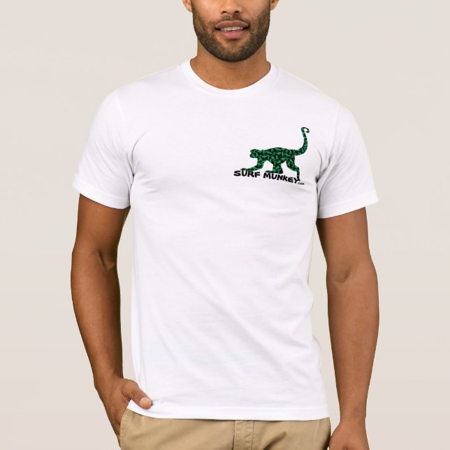 Grönt på svart - Munkey beklär/Shortboarder Tee (Framsida)