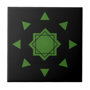 Grönt på svarta morokanska mosaiska geometriska pe kakelplatta